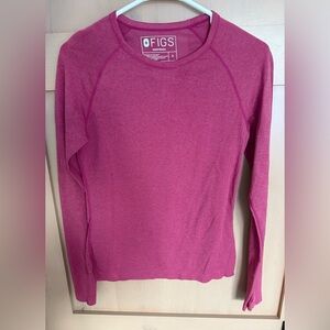 Figs Women’s Salta Performance Underscrub Long Sleeve Heathered Rogue Pink